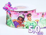 LBP06118 - Listón Estampado de 5,0 cm - La princesa y el sapo (por metro)