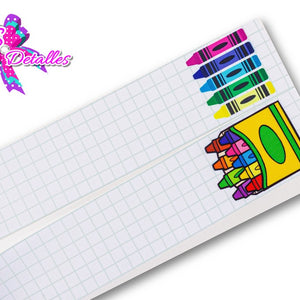 LBP07334 - Listón Estampado de 7,5 cm - Creyones (Tira de 1 metro)