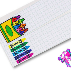 LBP07334 - Listón Estampado de 7,5 cm - Creyones (Tira de 1 metro)