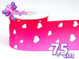 LBP07244 - Listón Estampado de 7,5 cm - Corazones (por metro)
