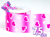 LBP07126 - Listón Estampado de 7,5 cm - Corazones (por metro)