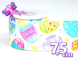 LBP07448 - Listón Estampado de 7,5 cm - Pascua (por metro)