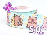 LBP06015 - Listón Estampado de 5,0 cm - Capibara (por metro)