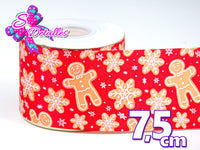 LBP27429 - Listón Estampado de 7,5 cm - Navidad (por metro)