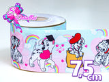 LBP07234 - Listón Estampado de 7,5 cm - 101 Dalmatas (por metro)