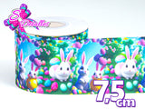 LBP07033 - Listón Estampado de 7,5 cm - Pascua (por metro)