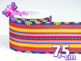 LBP07451 - Listón Estampado de 7,5 cm - Mexico (por metro)