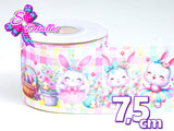 LBP07325 - Listón Estampado de 7,5 cm - Pascua (por metro)