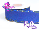 LBP06111 - Listón Estampado de 5,0 cm - Mezclilla (por metro)