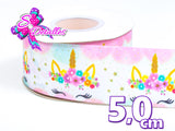 LBP06112 - Listón Estampado de 5,0 cm - Unicornio (por metro)