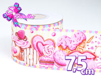 LBP07366 - Listón Impreso de 7,5 cm - Golosinas (por metro)