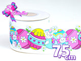 LBP07044 - Listón Estampado de 7,5 cm - Pascua (por metro)