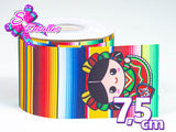 LBP07389 - Listón Estampado de 7,5 cm - Mexico (por Tira)