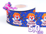 LBP06120 - Listón Estampado de 5,0 cm - Paleta Payaso (por metro)