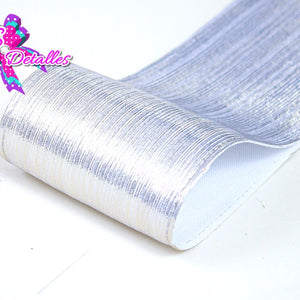 LBM07006 - Listón Metalico de 7,5 cm - Blanco Plata (por metro)
