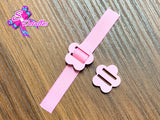 PL0006 - Pasa Listón Acrílico de 2cm x 2cm - Flor Rosa (Abertura de 1 cm)