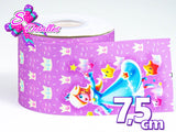 LBP07068 - Listón Estampado de 7,5 cm - Rosalina  (por Tira de 82 cm)