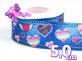 LBP06140 - Listón Estampado de 5,0 cm - Corazon (por metro)