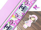 PXQ00529 - 1 Listón Estampado + 1 Listón Unicolor + 1 Resina para Moño
