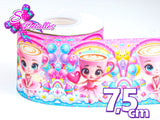 LBP07280 - Listón Estampado de 7,5 cm - Ballerina Capuchina (por metro)