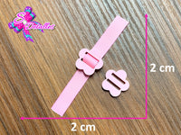 PL0006 - Pasa Listón Acrílico de 2cm x 2cm - Flor Rosa (Abertura de 1 cm)