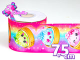 LBP07432 - Listón Estampado de 7,5 cm - Dumplings (por metro)