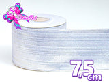 LBM07006 - Listón Metalico de 7,5 cm - Blanco Plata (por metro)