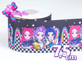 LBP07099 - Listón Estampado de 7,5 cm - Huntrix (por metro)