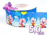 LBP06141 - Listón Estampado de 5,0 cm - Plim Plim (por metro)