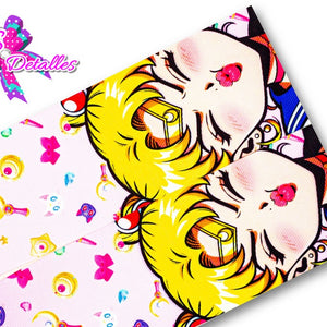 LBP07260 - Listón Estampado de 7,5 cm - Sailor Moon (por Tira)