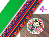 PXQ00337 - 1 Listón Estampado + 1 Listón Unicolor + 1 Resina para Moño