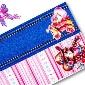 LBP07300 - Listón Estampado de 7,5 cm - Vaquera (por Tira)