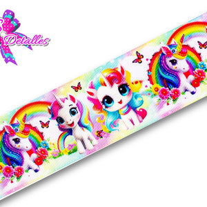 LBP06004 - Listón Estampado de 5,0 cm - Unicornio (por metro)