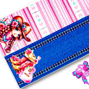 LBP07300 - Listón Estampado de 7,5 cm - Vaquera (Tira de 81 cm)