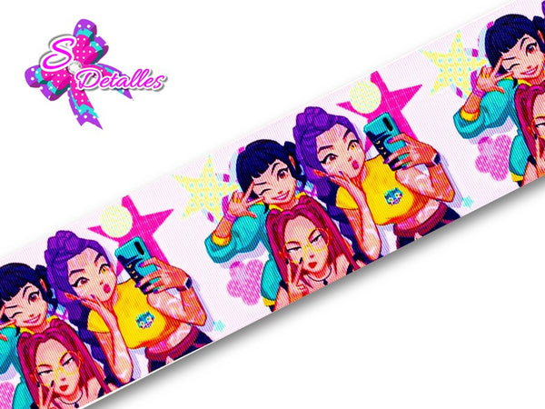 LBP07088 - Listón Estampado de 7,5 cm - Huntrix (por metro)