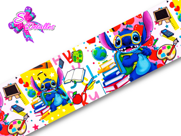 LBP07043 - Listón Impreso de 7,5 cm - Lilo y Stitch (por metro)