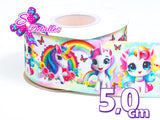 LBP06004 - Listón Estampado de 5,0 cm - Unicornio (por metro)