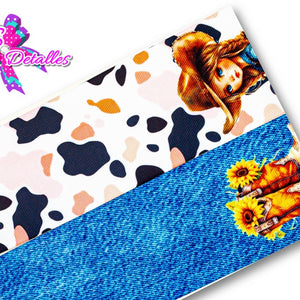 LBP07392 - Listón Estampado de 7,5 cm - Vaquera (por Tira)