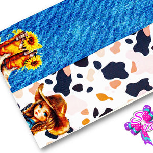 LBP07392 - Listón Estampado de 7,5 cm - Vaquera (Tira de 83 cm)