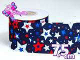 LBP07034 - Listón Estampado de 7,5 cm - Estrellas (por metro)