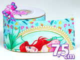 LBP07230 - Listón Estampado de 7,5 cm - Sirenita (Tira de 91 cm)