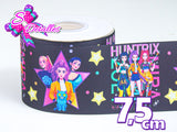 LBP07254 - Listón Estampado de 7,5 cm - Huntrix (por metro)