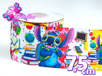 LBP07043 - Listón Impreso de 7,5 cm - Lilo y Stitch (por metro)