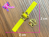 PL0007 - Pasa Listón Acrílico de 2cm x 2cm - Flor Dorada (Abertura de 1 cm)