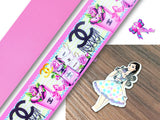 PXQ00550 - 1 Listón Estampado + 1 Listón Unicolor + 1 Resina para Moño
