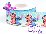 LBP06121 - Listón Estampado de 5,0 cm - Lilo y Stitch (por metro)