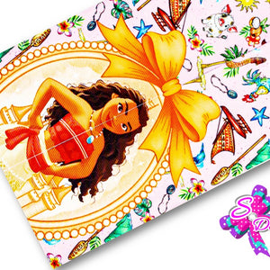 LBP07373 - Listón Estampado de 7,5 cm - Moana (por Tira)
