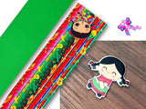 PXQ00351 - 1 Listón Estampado + 1 Listón Unicolor + 1 Resina para Moño