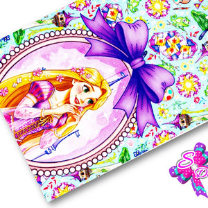 LBP07250 - Listón Estampado de 7,5 cm - Rapunzel (Tira de 90 cm)