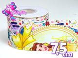 LBP07363 - Listón Estampado de 7,5 cm - Bella (por Tira)